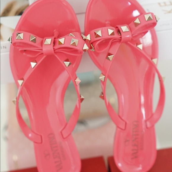 Valentino Garavani Rockstud PVC Flat Thong Sandals - Picture 2 of 4